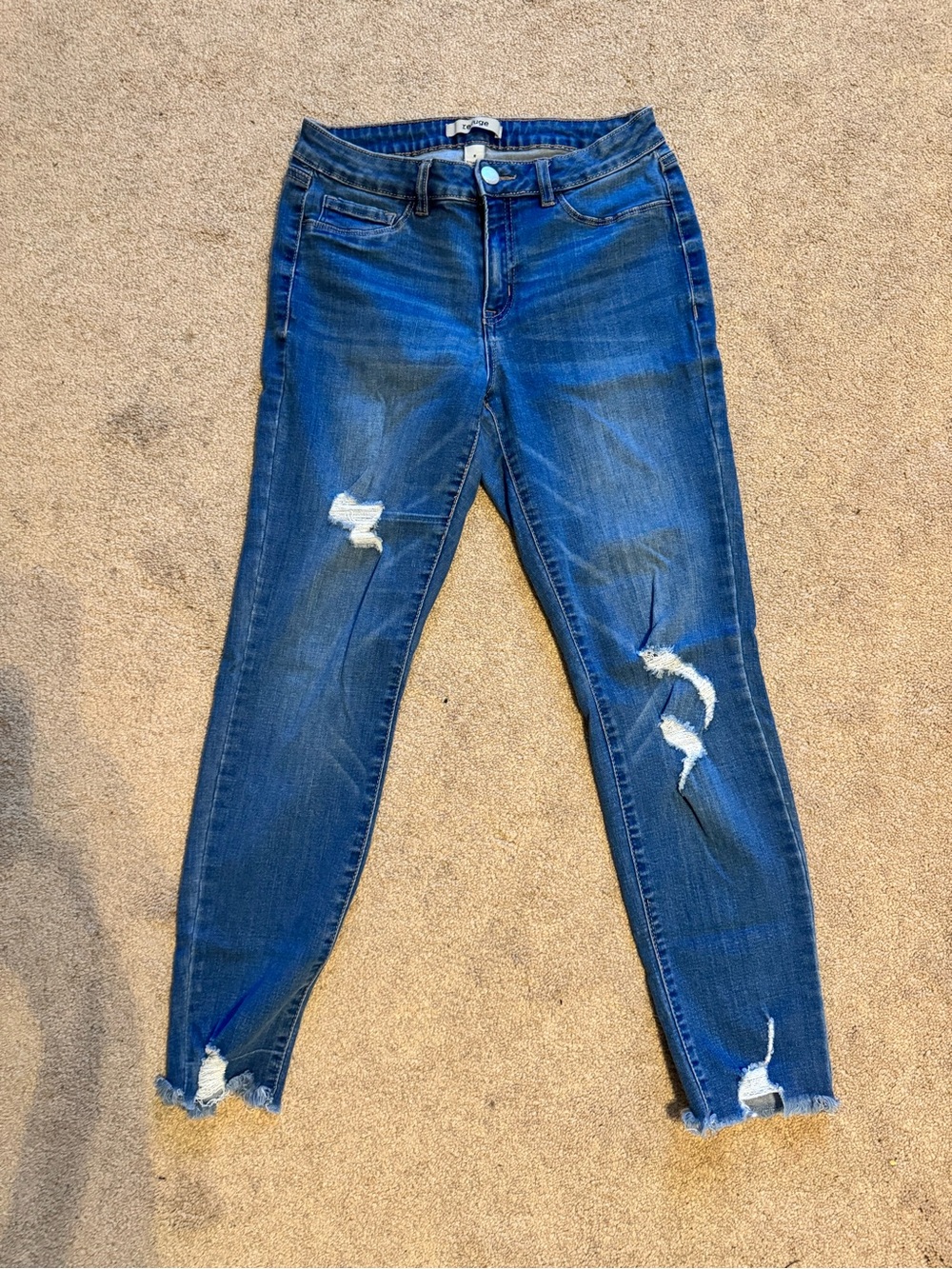 refuge Mid Blue Distressed Skinny Jeans